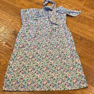 J. Crew Strapless Floral Sundress in Pink, Blue & White